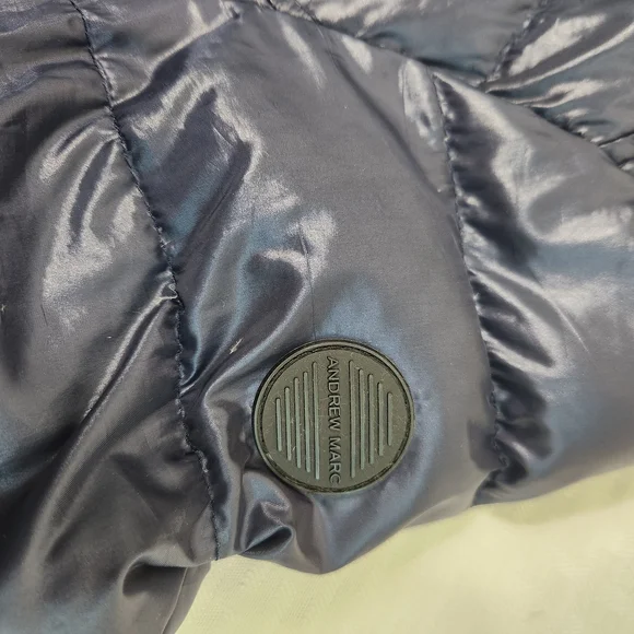 Andrew Marc Women's Shiny Blue Puffer Jacket 650 Fill Power, Size S.  #E05 - Picture 9 of 16